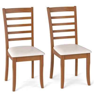Costway Set Of 2 Wooden Dining Chair High Back Kitchen Side Chair W/ Rubber Wood Legs - image 1
