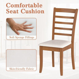 Costway Set Of 2 Wooden Dining Chair High Back Kitchen Side Chair W/ Rubber Wood Legs - thumbnail 6