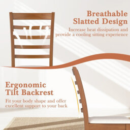 Costway Set Of 2 Wooden Dining Chair High Back Kitchen Side Chair W/ Rubber Wood Legs - thumbnail 7