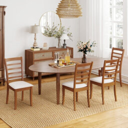 Costway Set Of 2 Wooden Dining Chair High Back Kitchen Side Chair W/ Rubber Wood Legs - thumbnail 4