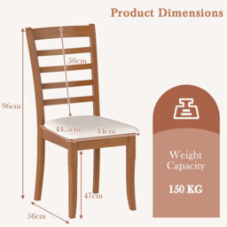 Costway Set Of 2 Wooden Dining Chair High Back Kitchen Side Chair W/ Rubber Wood Legs - thumbnail 2