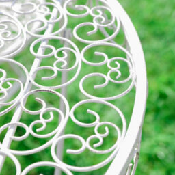 Dibor Vintage Cream 3 Piece Outdoor Alfresco Garden Furniture Dining Table And Chair Folding Bistro Set With Round Seat Cushions - thumbnail 5