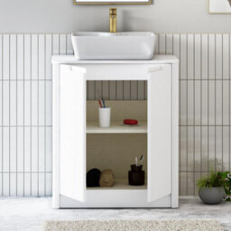 Royal Bathrooms Avenza 700mm Matt White Floor Standing Bathroom Vanity Unit 2 Door With Cube Basin - thumbnail 5