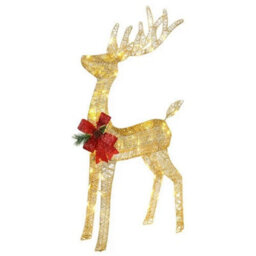 Glitter Led Standing Reindeer Christmas Decoration 60Cm Rattan Wire Frame White - thumbnail 3