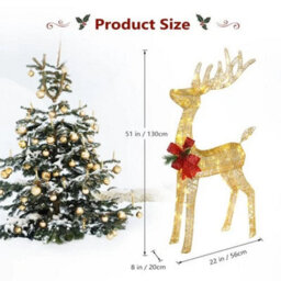 Glitter Led Standing Reindeer Christmas Decoration 60Cm Rattan Wire Frame White - thumbnail 2