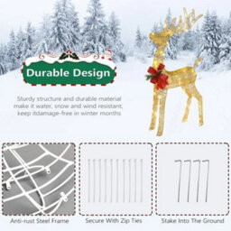 Glitter Led Standing Reindeer Christmas Decoration 60Cm Rattan Wire Frame White - thumbnail 5