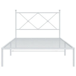 Berkfield Metal Bed Frame Without Mattress With Headboard White 100X200Cm - thumbnail 4
