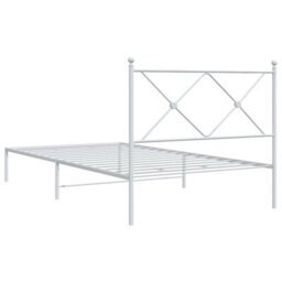 Berkfield Metal Bed Frame Without Mattress With Headboard White 100X200Cm - thumbnail 6