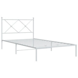 Berkfield Metal Bed Frame Without Mattress With Headboard White 100X200Cm - thumbnail 3