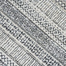 Loomed Grey Cream Moroccan Berber Aztec Tribal Runner Rug 60X240Cm - thumbnail 5