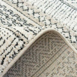 Loomed Grey Cream Moroccan Berber Aztec Tribal Runner Rug 60X240Cm - thumbnail 6