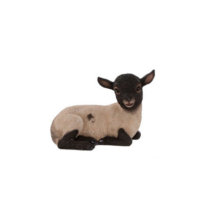 Terrastyle White, Black Resin Lamb Garden Ornament (H)19.5Cm (W)15.2Cm