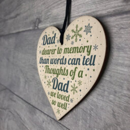 Red Ocean Memorial Christmas Tree Bauble Dad Grave Wooden Hanging Heart Decoration Sign - thumbnail 7