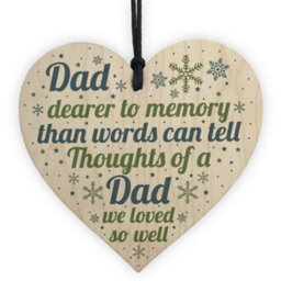Red Ocean Memorial Christmas Tree Bauble Dad Grave Wooden Hanging Heart Decoration Sign
