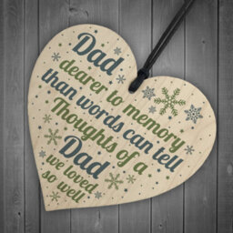 Red Ocean Memorial Christmas Tree Bauble Dad Grave Wooden Hanging Heart Decoration Sign - thumbnail 6