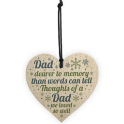 Red Ocean Memorial Christmas Tree Bauble Dad Grave Wooden Hanging Heart Decoration Sign - thumbnail 5