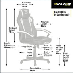 Brazen Puma Pc Gaming Chair - White - thumbnail 6