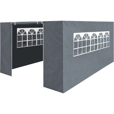 Loops Side Walls Door & Windows For 3X4.5M Pop-Up Gazebo - Grey - Garden Party Tent - image 1