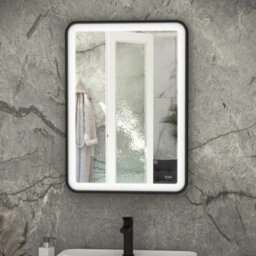 RAK Ceramics Rak Picture Soft Matt Black Led Illuminated Bathroom Mirror With Touch Sensor & Demister Pad, 500X700mm (Ip44)
