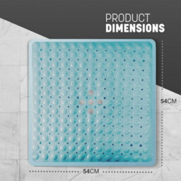 Keplin Non-Slip Rubber 54X54Cm Shower Mat, 200 Suction Cups, Bpa, Latex Free, Machine Washable, Blue - thumbnail 2
