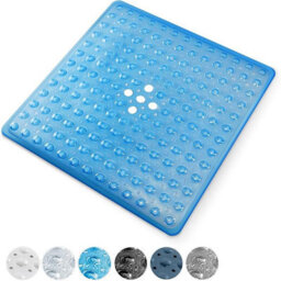Keplin Non-Slip Rubber 54X54Cm Shower Mat, 200 Suction Cups, Bpa, Latex Free, Machine Washable, Blue - thumbnail 1