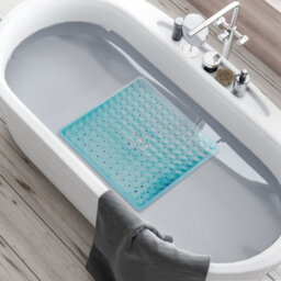 Keplin Non-Slip Rubber 54X54Cm Shower Mat, 200 Suction Cups, Bpa, Latex Free, Machine Washable, Blue - thumbnail 7
