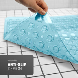 Keplin Non-Slip Rubber 54X54Cm Shower Mat, 200 Suction Cups, Bpa, Latex Free, Machine Washable, Blue - thumbnail 5