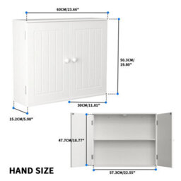 Wooden Bathroom Wall Cabinet Shelf Furniture Cupboard Bedroom Storage Unit 50Cm - thumbnail 2