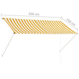 Walplus Retractable Awning Garden Sun Shade Canopy Gazebo For Back Door, Porch, Patio 250X150 Cm Yellow And White - thumbnail 8