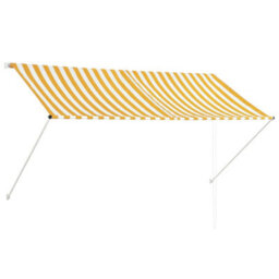 Walplus Retractable Awning Garden Sun Shade Canopy Gazebo For Back Door, Porch, Patio 250X150 Cm Yellow And White - thumbnail 2