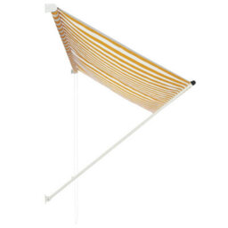 Walplus Retractable Awning Garden Sun Shade Canopy Gazebo For Back Door, Porch, Patio 250X150 Cm Yellow And White - thumbnail 3