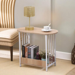Pirlo Plush 2 Tier Narrow Side End Table Oak - thumbnail 6