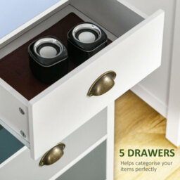 Homcom Chest Of Drawers, 5 Drawer Storage Organizer Unit Bedroom, Blue - thumbnail 5