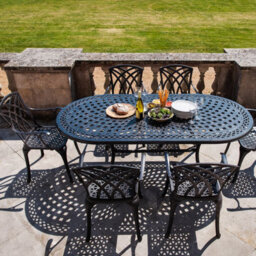 Lazy Susan Catherine Antique Bronze 6 Seater Metal Garden Furniture Set - thumbnail 4