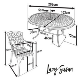 Lazy Susan Catherine Antique Bronze 6 Seater Metal Garden Furniture Set - thumbnail 9