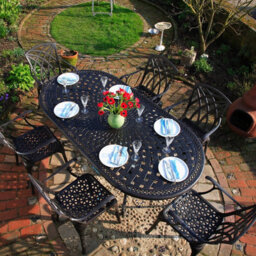 Lazy Susan Catherine Antique Bronze 6 Seater Metal Garden Furniture Set - thumbnail 2