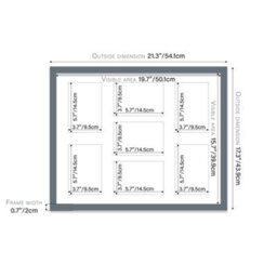 20X16 Inch 7 Opening Photo Collage Frame, Display Seven 6X4 Inch Photos, Multi Aperture Family Picture Frame, Grey - thumbnail 4