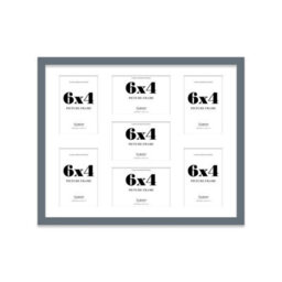 20X16 Inch 7 Opening Photo Collage Frame, Display Seven 6X4 Inch Photos, Multi Aperture Family Picture Frame, Grey - thumbnail 2