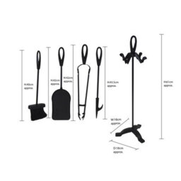 JVL Cotswold Fireside Companion Set Shovel Brush Poker Tongs 4 Piece Fire Accessory - thumbnail 9