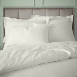 Bianca 180 Thread Count Egyptian Cotton Double Duvet Cover Set With Pillowcases Cream - thumbnail 3