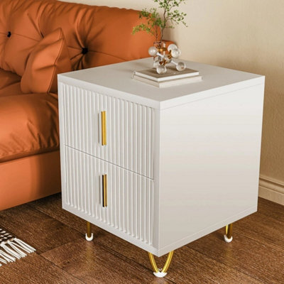2 Drawers Cabinet Bedside Table Bedroom Furniture Storage Nightstand Shelf - image 1