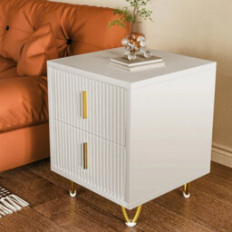 2 Drawers Cabinet Bedside Table Bedroom Furniture Storage Nightstand Shelf - thumbnail 1