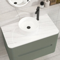 Royal Bathrooms Venice 800mm Sage Green Wall Mounted Bathroom Countertop Vanity Unit 2 Drawer With Round Basin - thumbnail 6