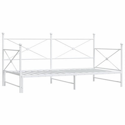 Berkfield Durable Daybed With Trundle Without Mattress White 100X190 Cm Steel