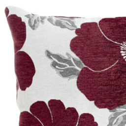 Luxury Living Poppy Luxury Floral Chenille Cushion Aubergine/grey - thumbnail 2