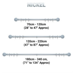 A.unique Home Beaded Ball Metal Extendable Curtain Pole With Rings And Fittings (25/28mm) - Nickel, 70Cm - 120Cm Approx - thumbnail 6