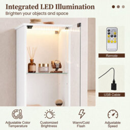 White Freestanding Display Cabinet With Led Lighting For Small Spaces - thumbnail 5