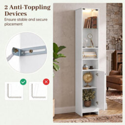 White Freestanding Display Cabinet With Led Lighting For Small Spaces - thumbnail 6