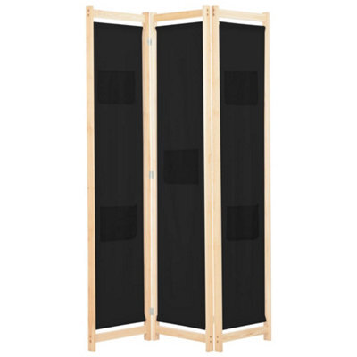 Vidaxl 3-Panel Room Divider Black 120X170X4 Cm Fabric Room Dividers - image 1