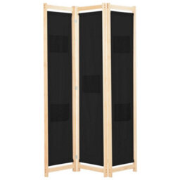 Vidaxl 3-Panel Room Divider Black 120X170X4 Cm Fabric Room Dividers - thumbnail 1